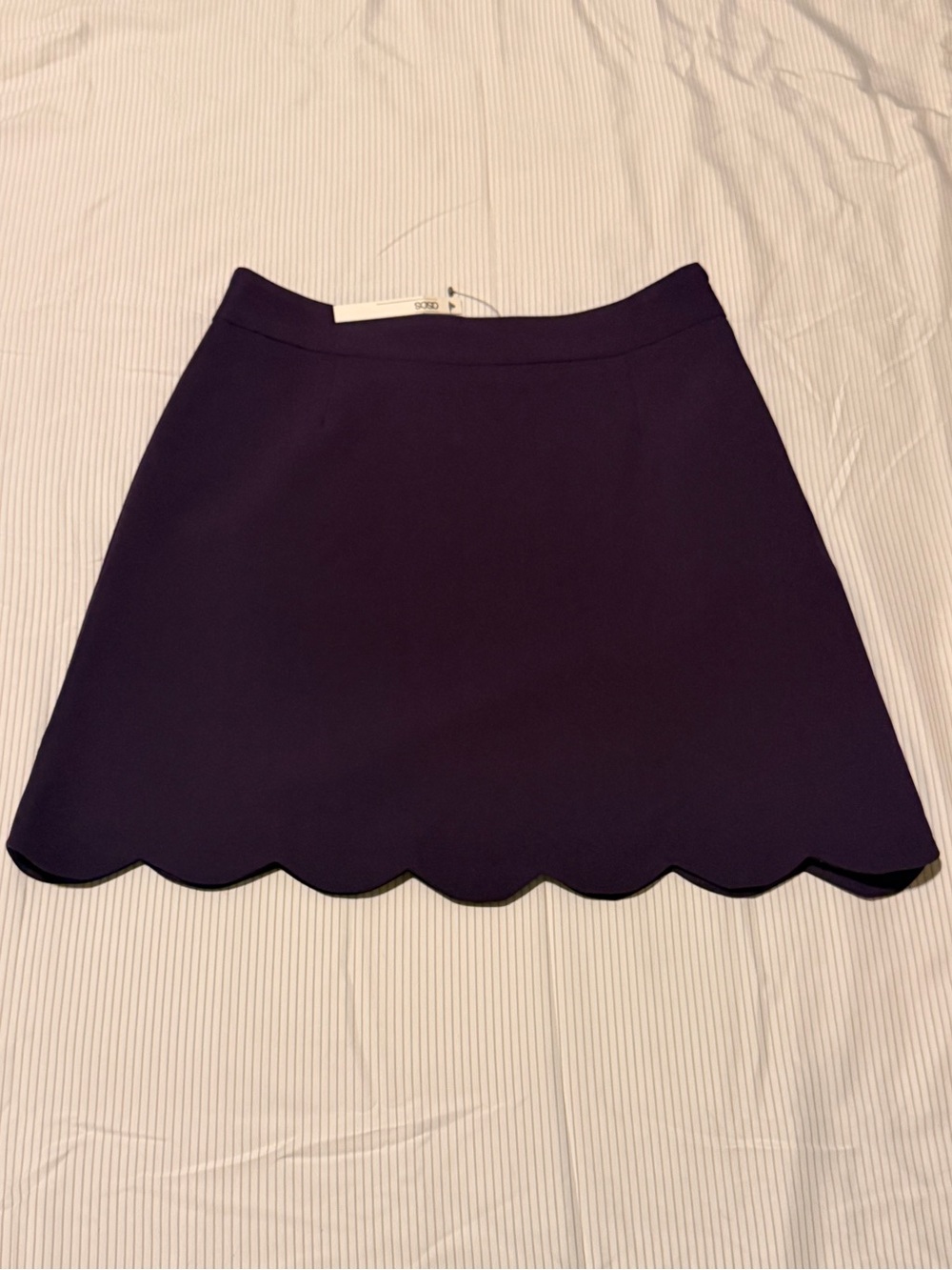 NWT - ASOS A-Line Mini Skirt with a Scalloped Hem - Size 4 - Deep Purple